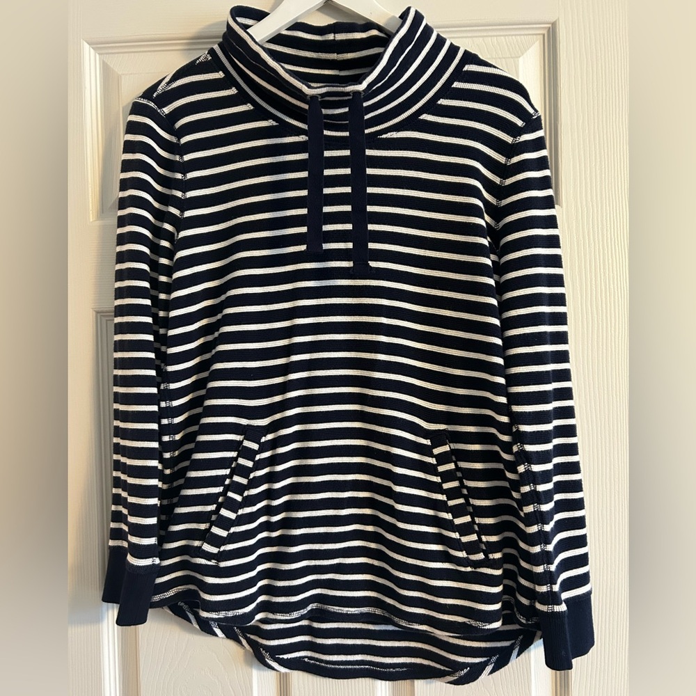J. Crew Navy and White Striped Pullover